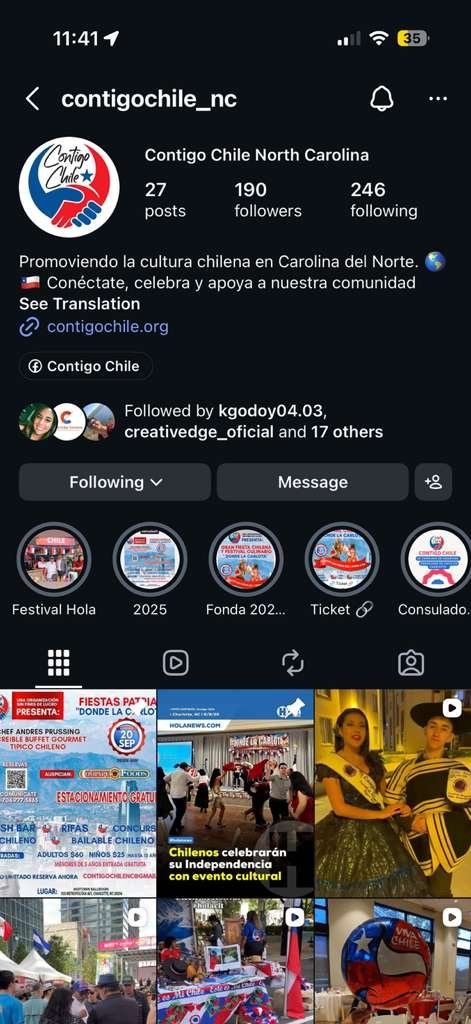 Perfil de Instagram Contigo Chile